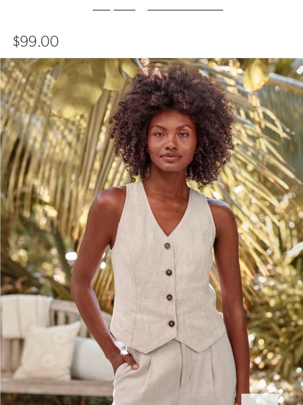 Women's Linen Blend Vest in Sage Green